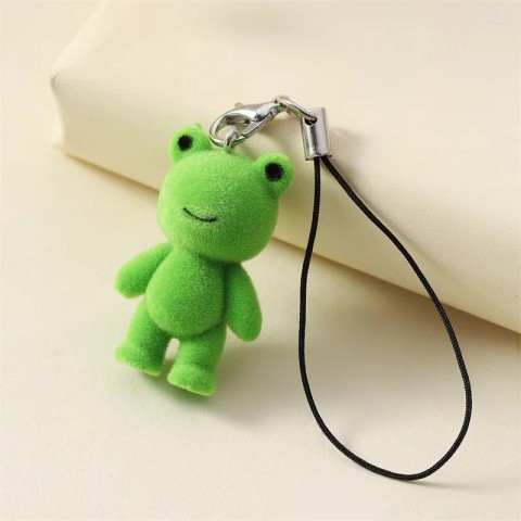 Cute 3D Flocked Frog Keychain for Women - Car & Phone Accessories