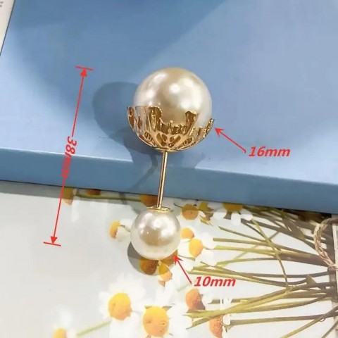 Womens Elegant Tight Waistband Pin Double Pearl Brooch Metal Lapel Cardigan 241210