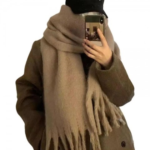 Luxury Women's Winter Scarf - Thick Tassel, Soft & Warm