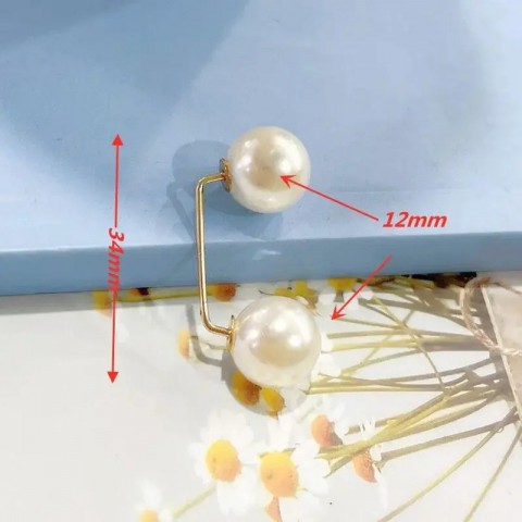 Womens Elegant Tight Waistband Pin Double Pearl Brooch Metal Lapel Cardigan 241210