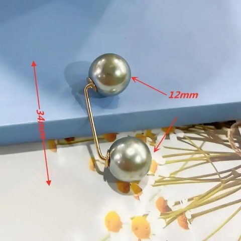 Womens Elegant Tight Waistband Pin Double Pearl Brooch Metal Lapel Cardigan 241210