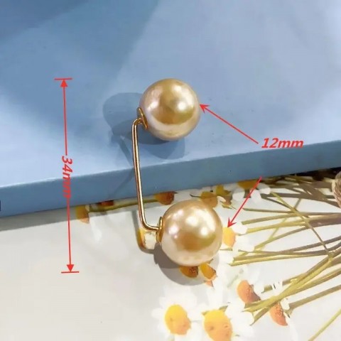 Womens Elegant Tight Waistband Pin Double Pearl Brooch Metal Lapel Cardigan 241210
