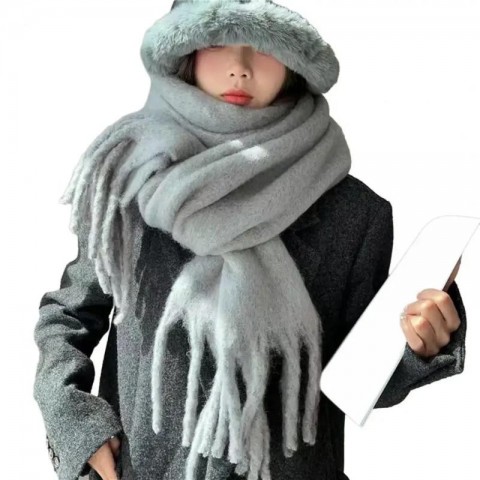 Luxury Women's Winter Scarf - Thick Tassel, Soft & Warm