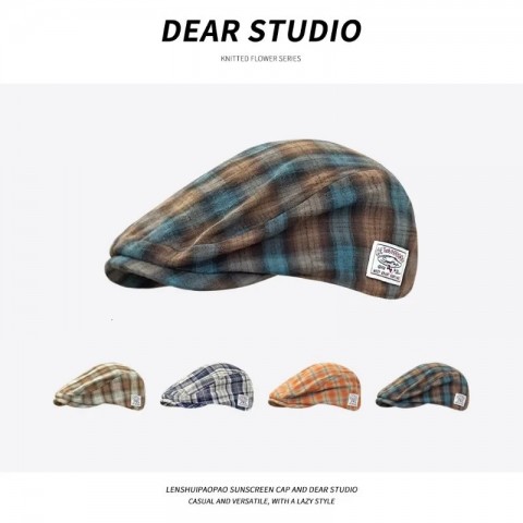 Japanese Retro Plaid Berets - Lightweight & Stylish for Men & Women