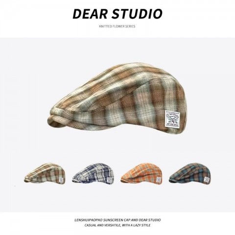 Japanese Retro Plaid Berets - Lightweight & Stylish for Men & Women