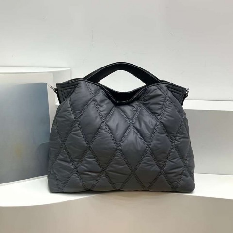 Trendy Women's Quilted Rhombus Nylon Shoulder Tote, Soft & Padded