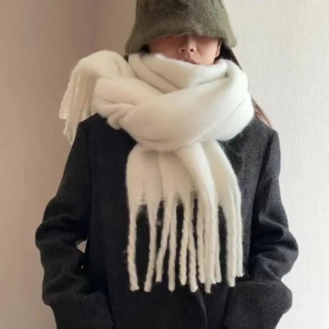 Luxury Women's Winter Scarf - Thick Tassel, Soft & Warm