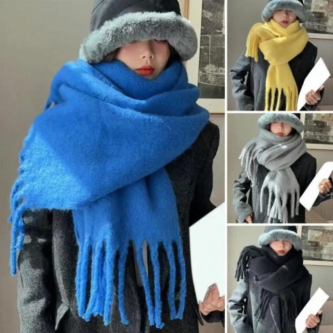 Luxury Women's Winter Scarf - Thick Tassel, Soft & Warm