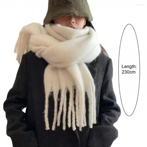 Luxury Women's Winter Scarf - Thick Tassel, Soft & Warm