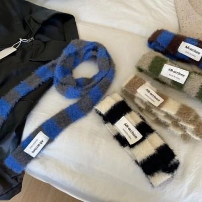 Korean Fashion Pashmina Scarf for Women Men - Soft Striped Plush Neck Warmer