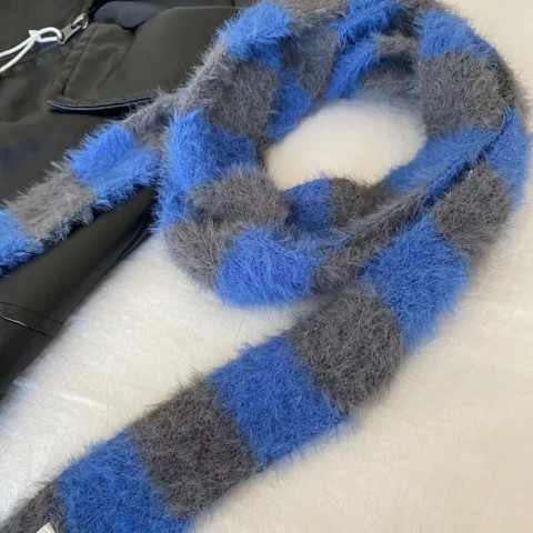 Korean Fashion Pashmina Scarf for Women Men - Soft Striped Plush Neck Warmer