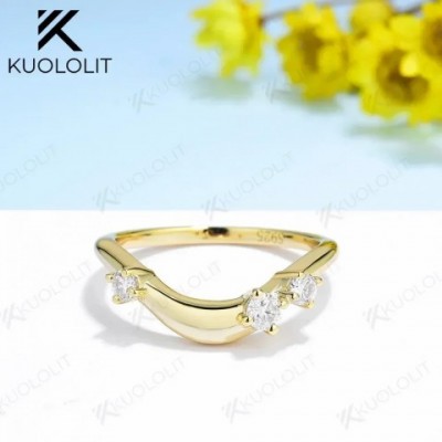 Kuololit 0.22CTW Round Cut Women's 18K 14K 10K 925 Silver White Gold Anniversary Wedding Band