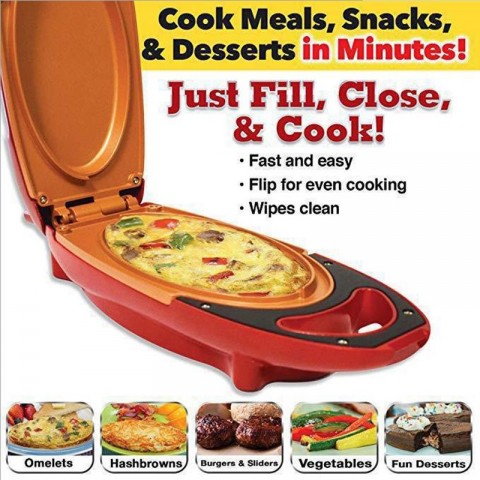 Electric Frying Pan with Non-Stick Coating for Steak, Pizza & Omelette Making
