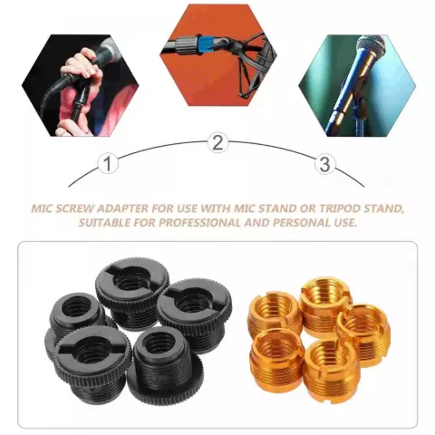 10-Piece Universal Mic Stand Adapter Boom Arm Conversion - Black & Golden