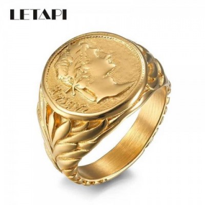 LETAPI Men's Gothic Punk Band Ring - Stainless Steel Heart Design