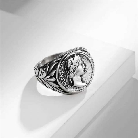 LETAPI Men's Gothic Punk Band Ring - Stainless Steel Heart Design