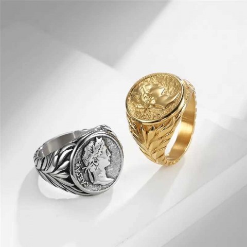 LETAPI Men's Gothic Punk Band Ring - Stainless Steel Heart Design
