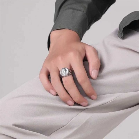 LETAPI Men's Gothic Punk Band Ring - Stainless Steel Heart Design