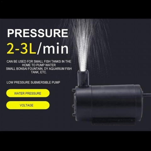 USB 5V Mini Low-Pressure Submersible Water Pump for Hydroponics & Fountains