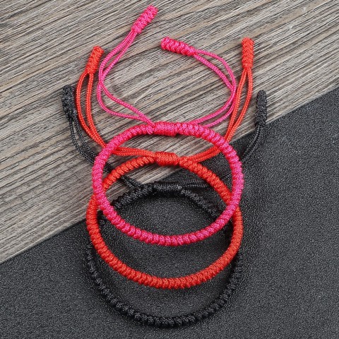 Tibetan Buddhist Red Braided Woven Prayer Bracelet for Men and Women